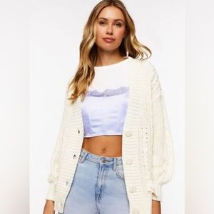 Forever 21 Cable Knit Cardigan Sweater